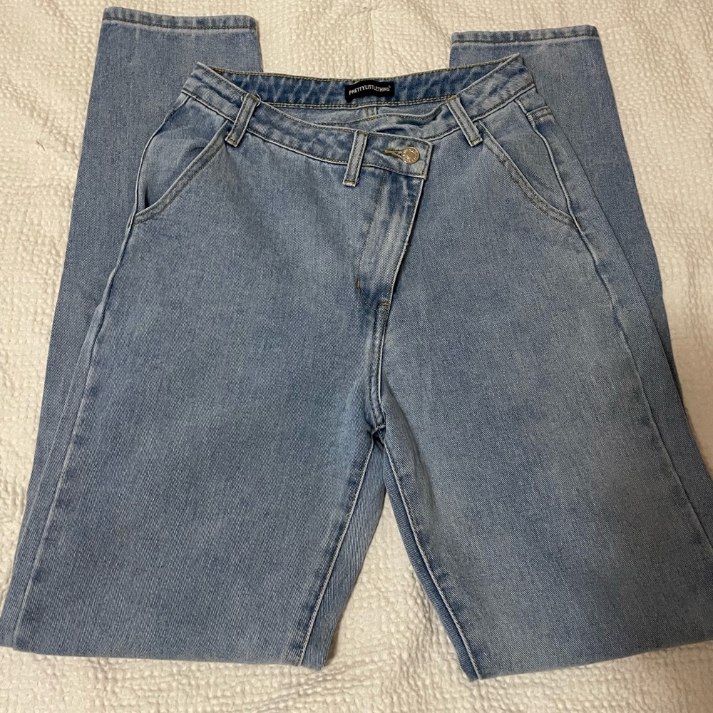 PLT Asymmetrical Jeans Size US 4 blue light wash